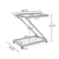 Christopher Knight Home Bar Cart Iron Base with Tempered Glass Shelves Z-Shaped Frame