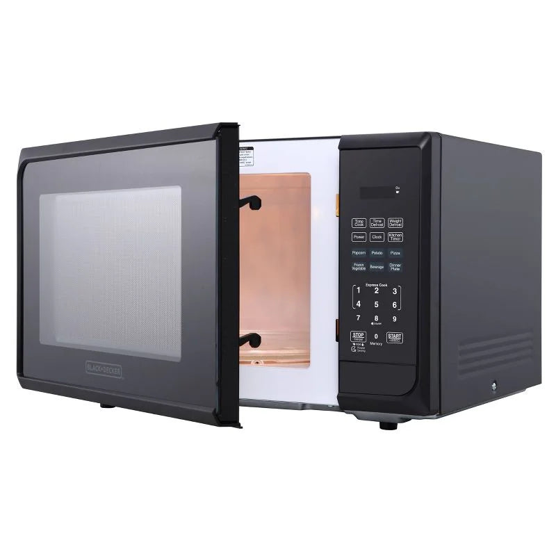2026 New1.1 cu ft 1000W Microwave Oven - Stainless Steel Black: Countertop, Child Lock, 6 One-Touch Settings