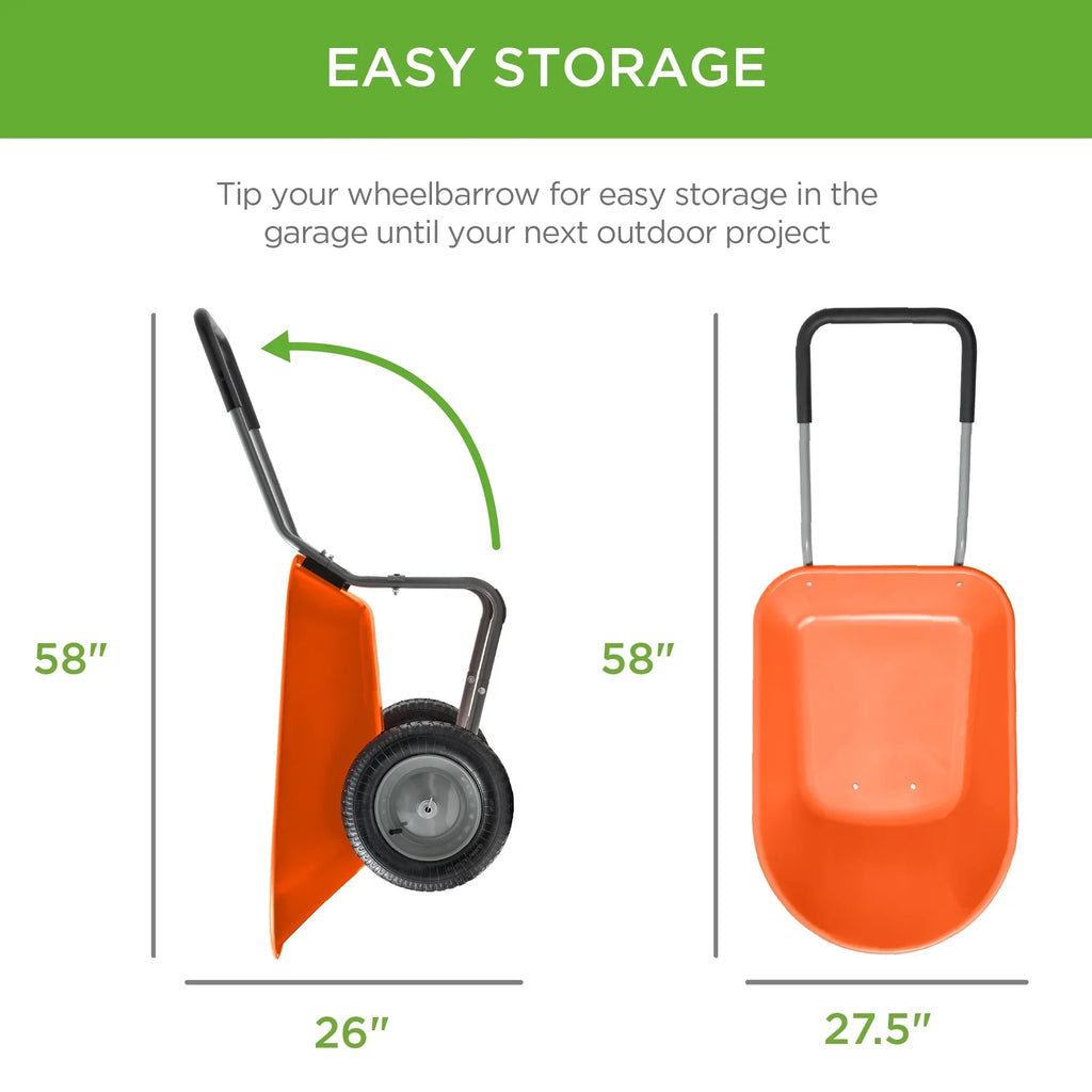 2026 NewBest Choice Products Dual-Wheel Home Wheelbarrow Yard Garden Cart for Lawn, Construction - Green
