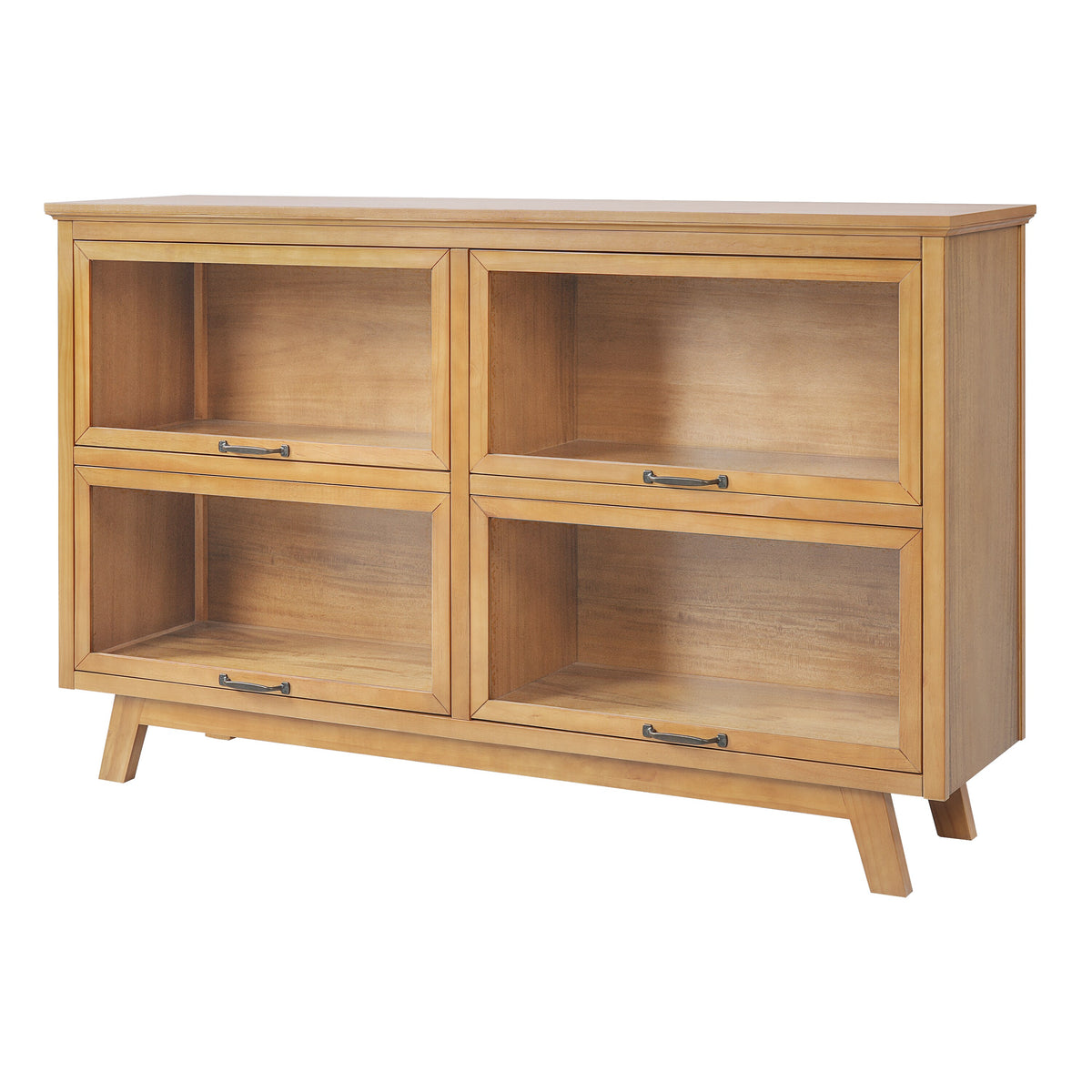 Christopher Knight Home Natural Wood 37.5 in. H Storage Cabinet with 4 Glass Doors