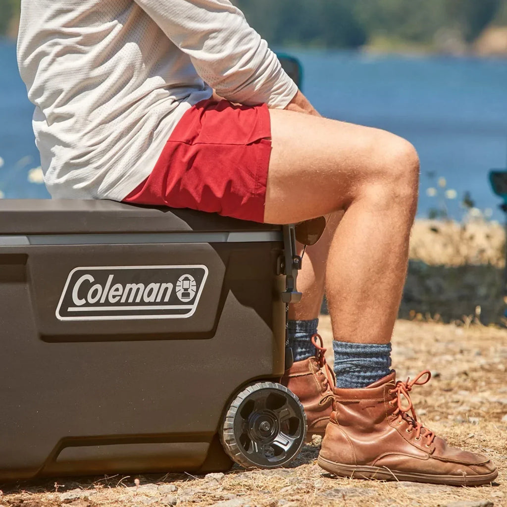 2026 NewColeman Convoy Series 65-Quart Hard Cooler with Wheels, up to 48 Cans, Brown Walnut Color