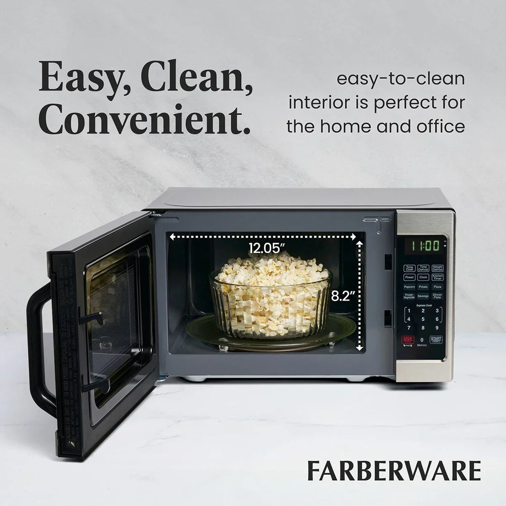 2026 NewFarberware 1.1 Cu. Ft. 1000-Watt Compact Microwave Oven, Black