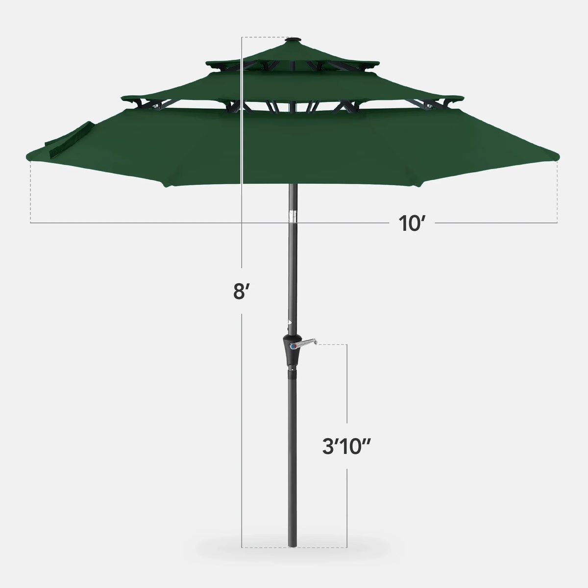 2026 NewBest Choice Products 10ft 3-Tier Patio Umbrella, Market Sun Shade w/ Tilt Adjustment, Easy Crank - Red