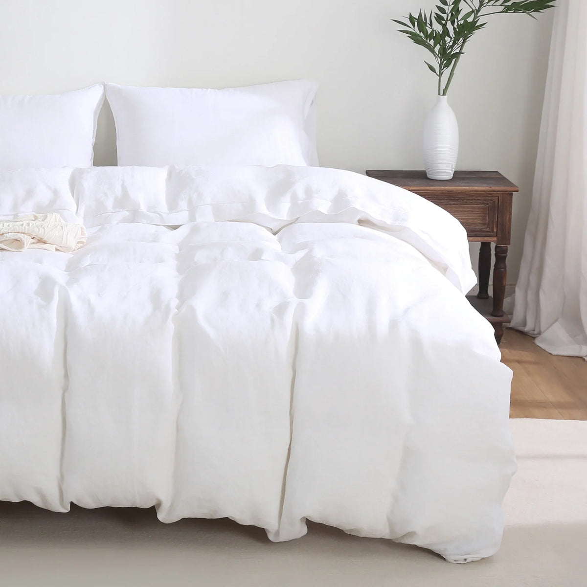 2026 New100% Pure Linen Duvet Cover with Button Closure and Corner Ties Soft & Breathable - Natural Full/Queen