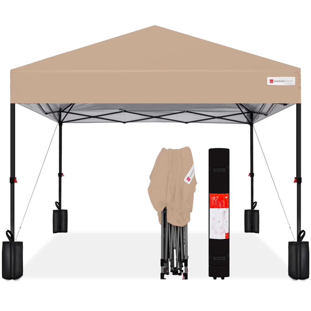 2026 NewBest Choice Products 12x12ft Easy Setup Pop Up Canopy w/ 1-Button Setup, Wheeled Case, 4 Weight Bags - Navy Blue