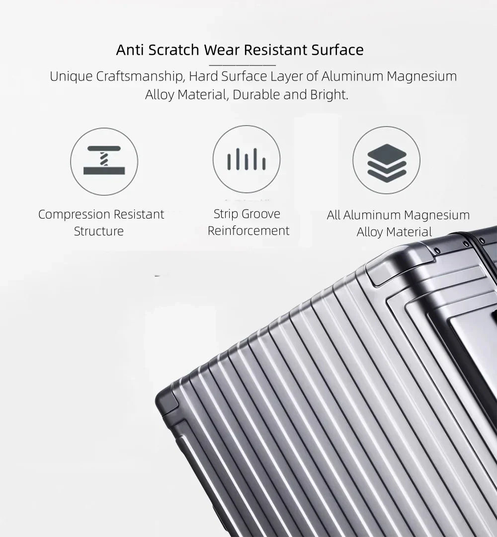 2026 NewAll Aluminum Hardshell Luggage, Airline Approved Zipperless Hardside Carry on Suitcase with Spinner Wheels, Checked Aluminium Luggage Metal Rolling Luggage Case for Travel, Business