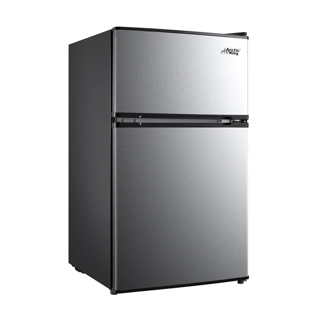 2026 NewArctic King 3.2 Cu ft Two Door Mini Fridge with Freezer, Stainless Steel, E-Star