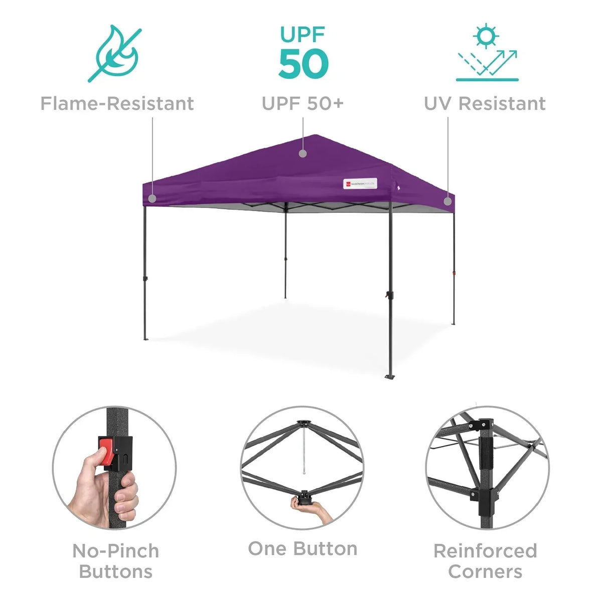 2026 NewBest Choice Products 12x12ft Easy Setup Pop Up Canopy w/ 1-Button Setup, Wheeled Case, 4 Weight Bags - Navy Blue