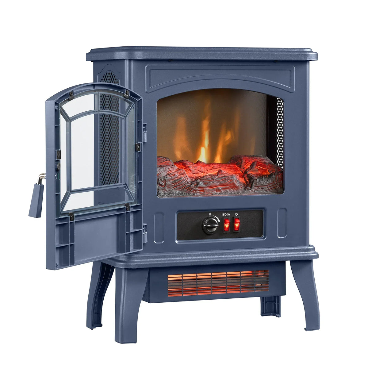 2026 NewClassicFlame 17.5"W Infrared Quartz Electric Stove Heater, Insignia Blue