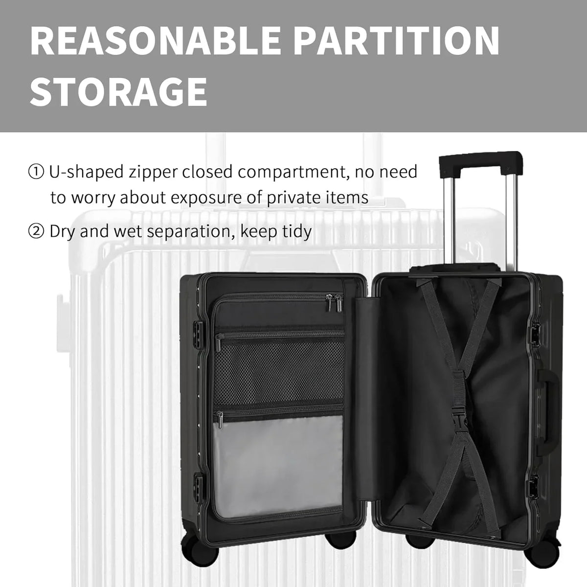 2026 NewCarry-On Luggage with USB Charging Port, Front Compartment, TSA Lock, Airline Approved Carry On Hardside Suitcase with Spinner Wheels (Grey, 20inch)