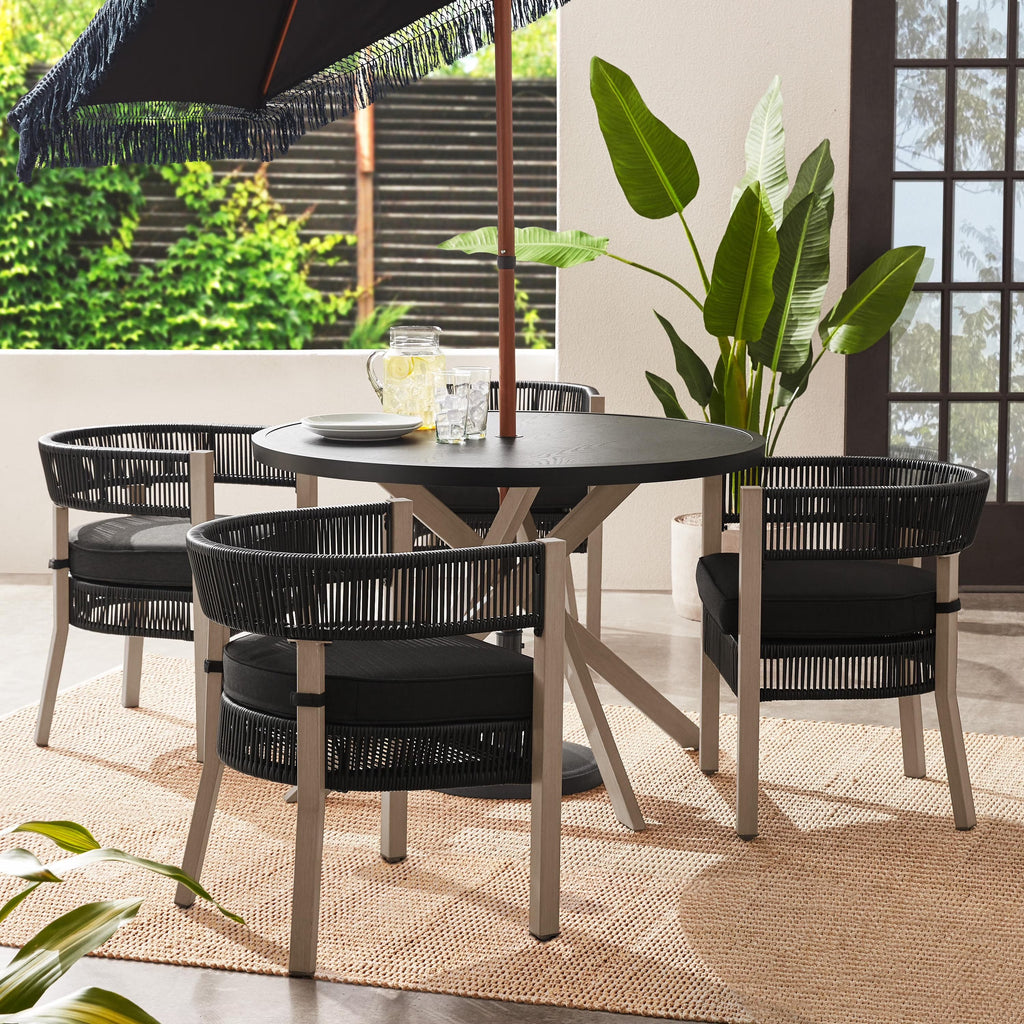 2026 NewBetter Homes & Gardens Tarren 5 Piece Outdoor Dining Set, Black