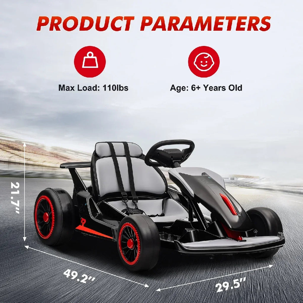 2026 New24V Drift Kart with 2X150W Strong Motor, 7AH Big Battery, Electric Pedals, Electric Go Kart Outdoor Race Toy