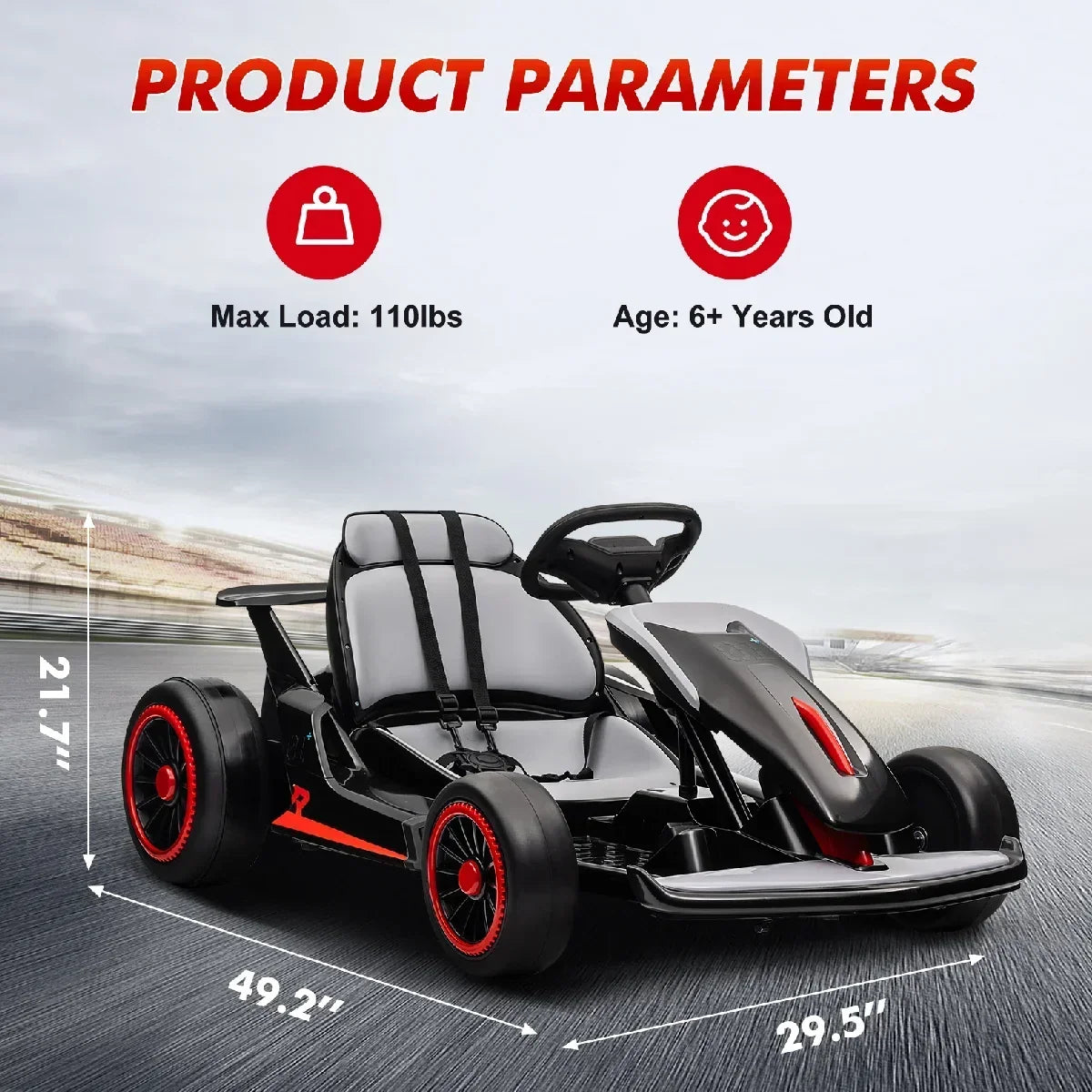 2026 New24V Drift Kart with 2X150W Strong Motor, 7AH Big Battery, Electric Pedals, Electric Go Kart Outdoor Race Toy