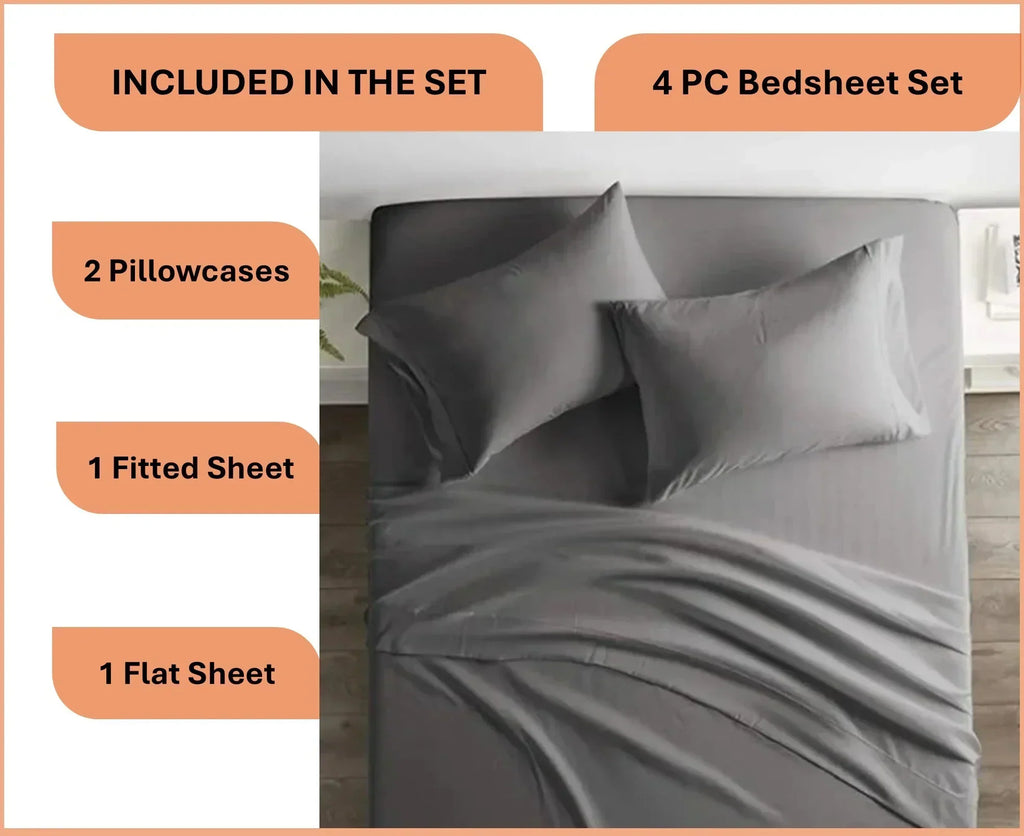 2026 New600 Thread Count, 100% Giza Egyptian Cotton Bedding Set, 4-PC Sheets Set, 15 Inch Deep Pocket of Fitted Sheet, Soft Sateen Weave Breathable - Black, Twin