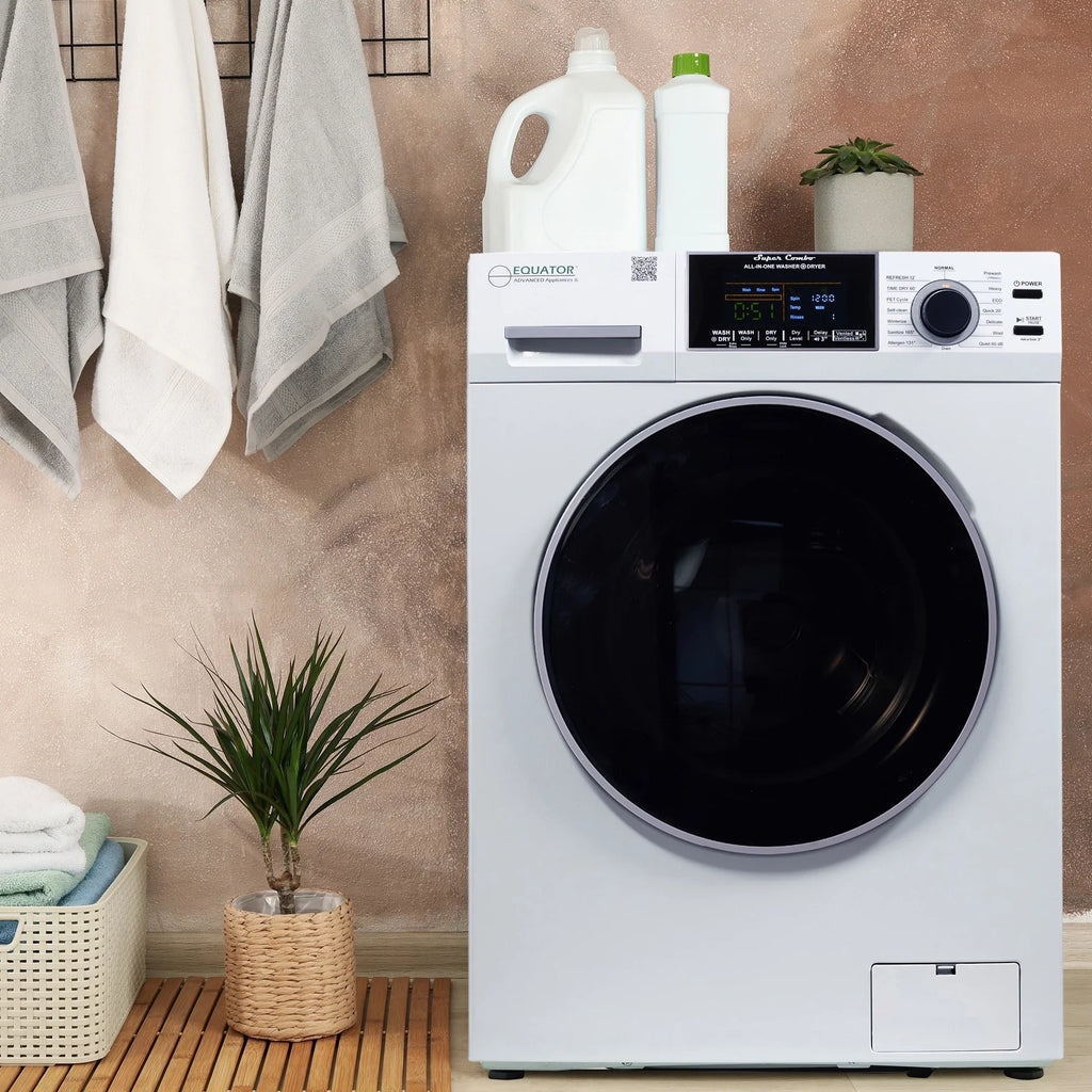 2026 NewEquator Combination Washer Dryer Ventless/Vented Pet cycle 1.62cf/15lbs 110V with Adjustable legs