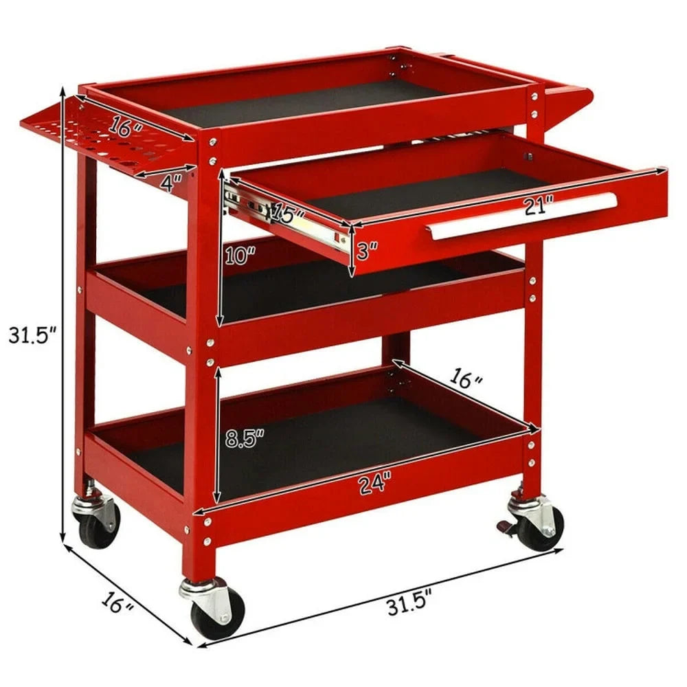 2026 New Spaco Rolling Tool Cart Mechanic Cabinet Storage ToolBox Organizer with Drawer-Black, Utility Cart on Wheels for Warehouse Garage Cleaning Office