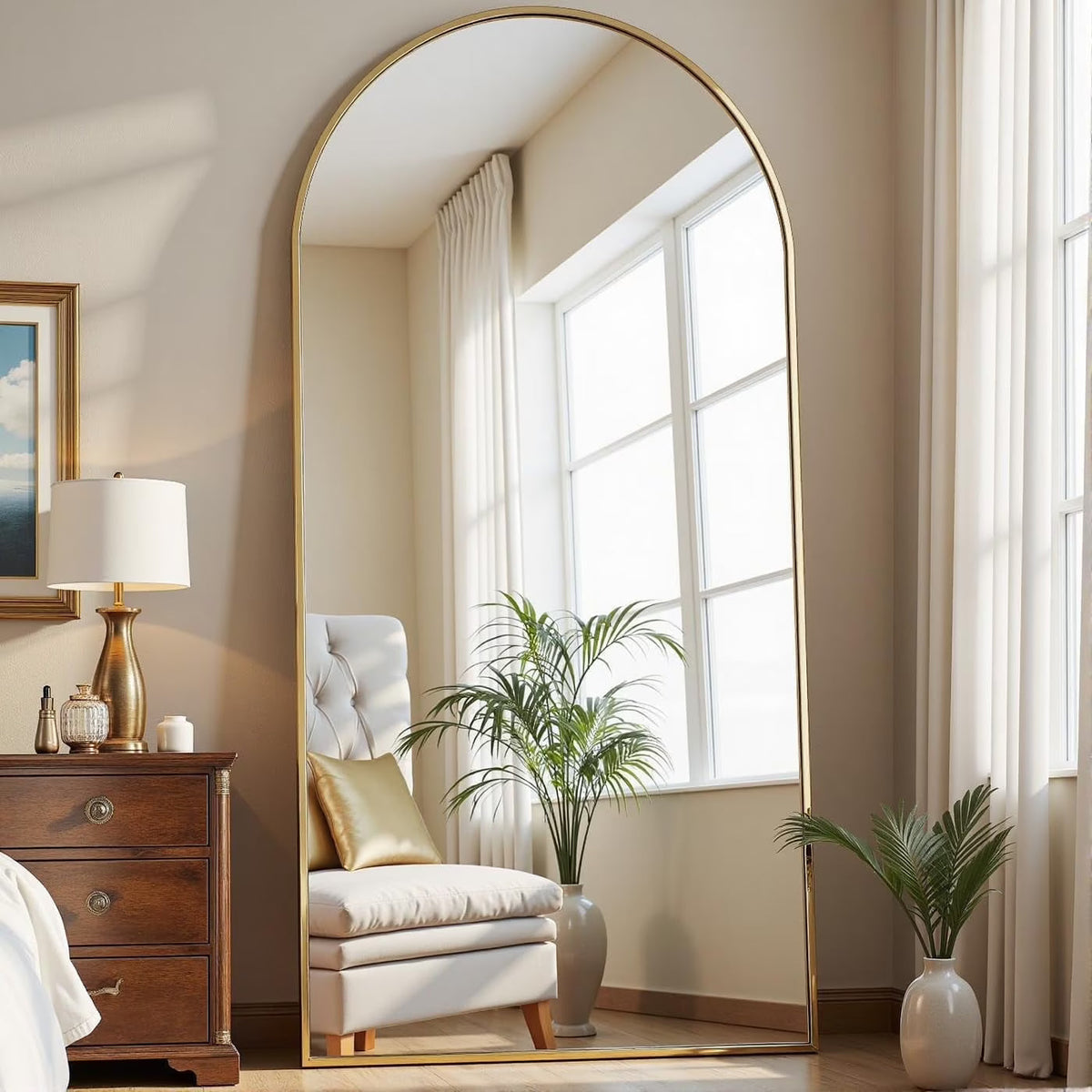 2026 NewArched Full Length Mirror, 71"x26" Large Floor Standing Body Mirror with Stand, Gold