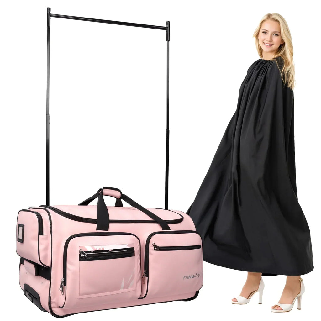 2026 NewFegat Dance Bag with Garment Rack - 28"Collapsible Rolling Competition Dance Duffle Bag Lightweight Costume Wheeled Suitcase for Dancers Shows Livestreamer Athletes