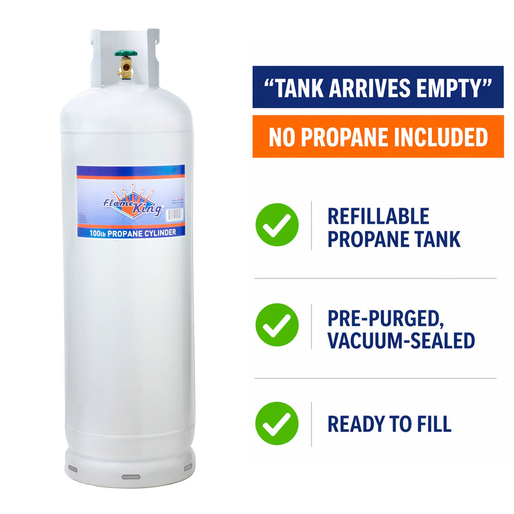 Flame King 100LB Empty Refillable LP Cylinder with POL Valve Steel Propane tank