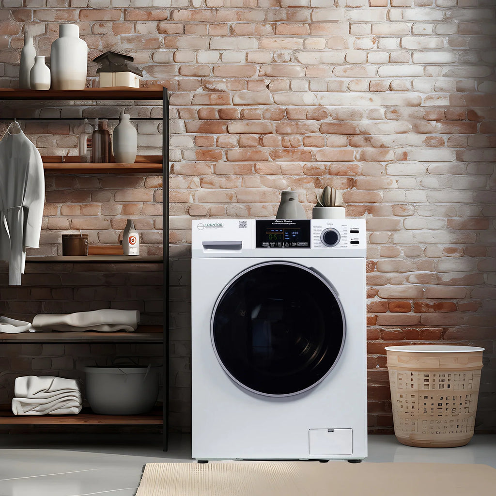 2026 NewEquator Combination Washer Dryer Ventless/Vented Pet cycle 1.62cf/15lbs 110V with Adjustable legs