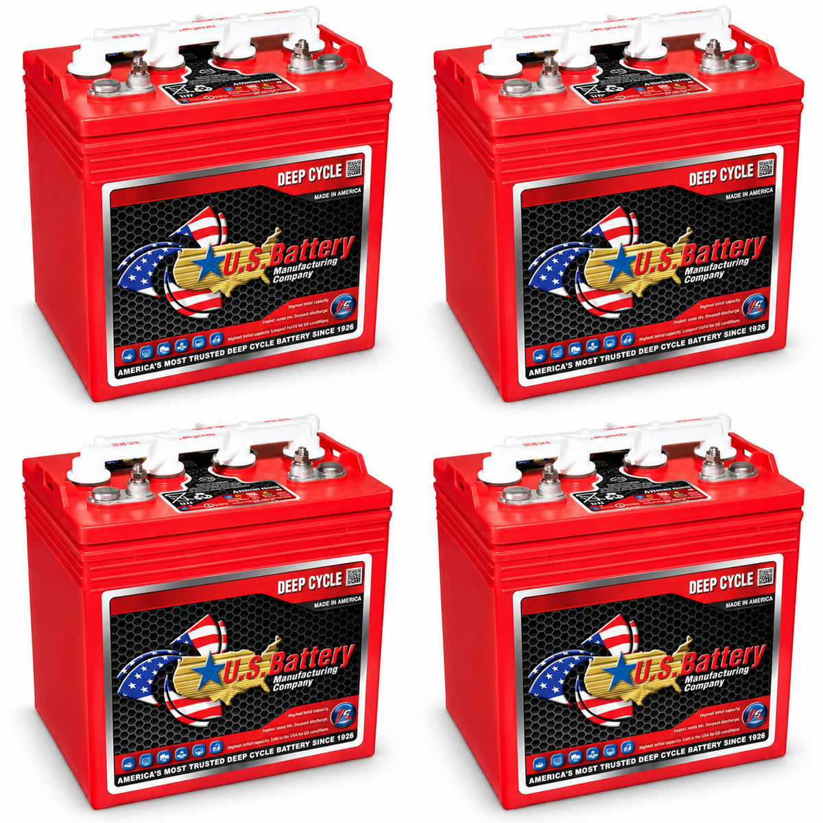 US Battery US8VGC T875 8 Volt, 170 AH Deep Cycle Battery - 4 Pack