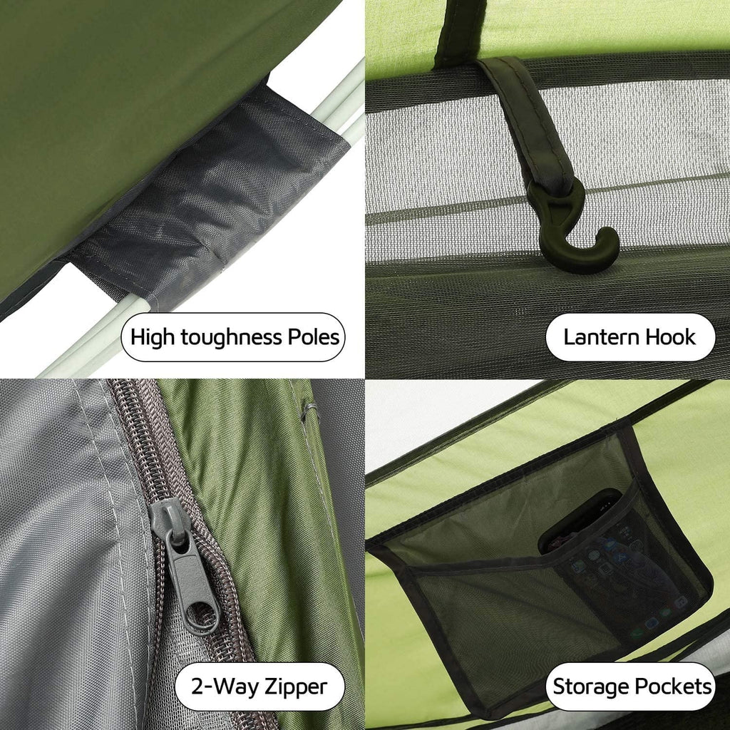 2026 New4 Person Easy Pop Up Tent,9.5" X6.6" X52'',Waterproof, Automatic Setup,2 Doors-Instant Family Tents for Camping, Hiking & Traveling