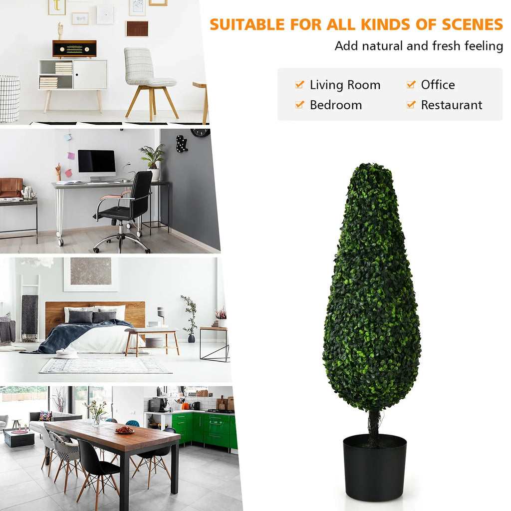 2026 NewCostway 2 Pack 3FT Artificial Tower Topiary Tree UV Resistant Indoor Outdoor