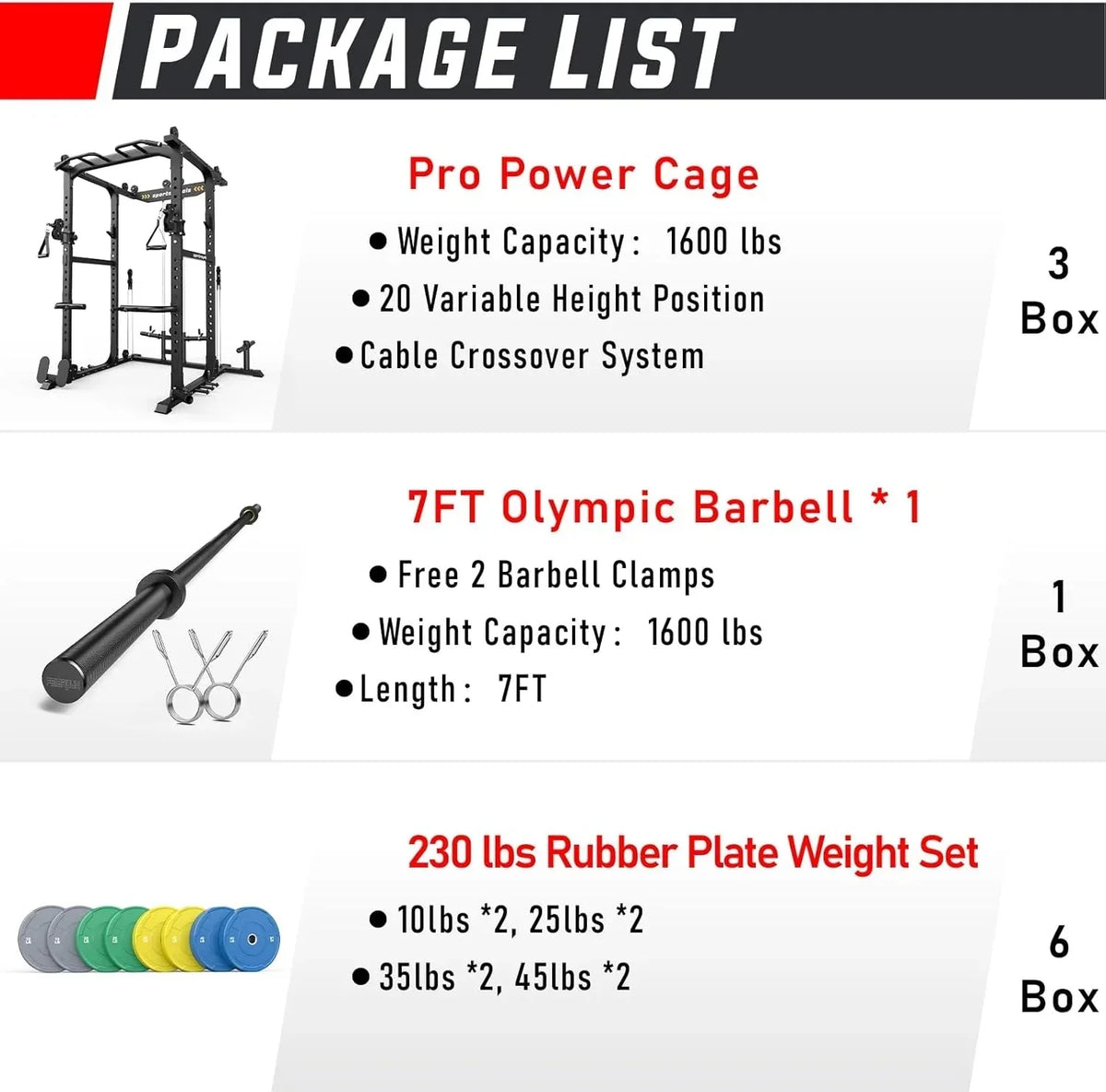 Sportsroyals Power Cage,1600lbs Multi-Function Power Rack with Adjustable Cable Crossover System and More Training Attachment, Weight Cage for Home Gym
