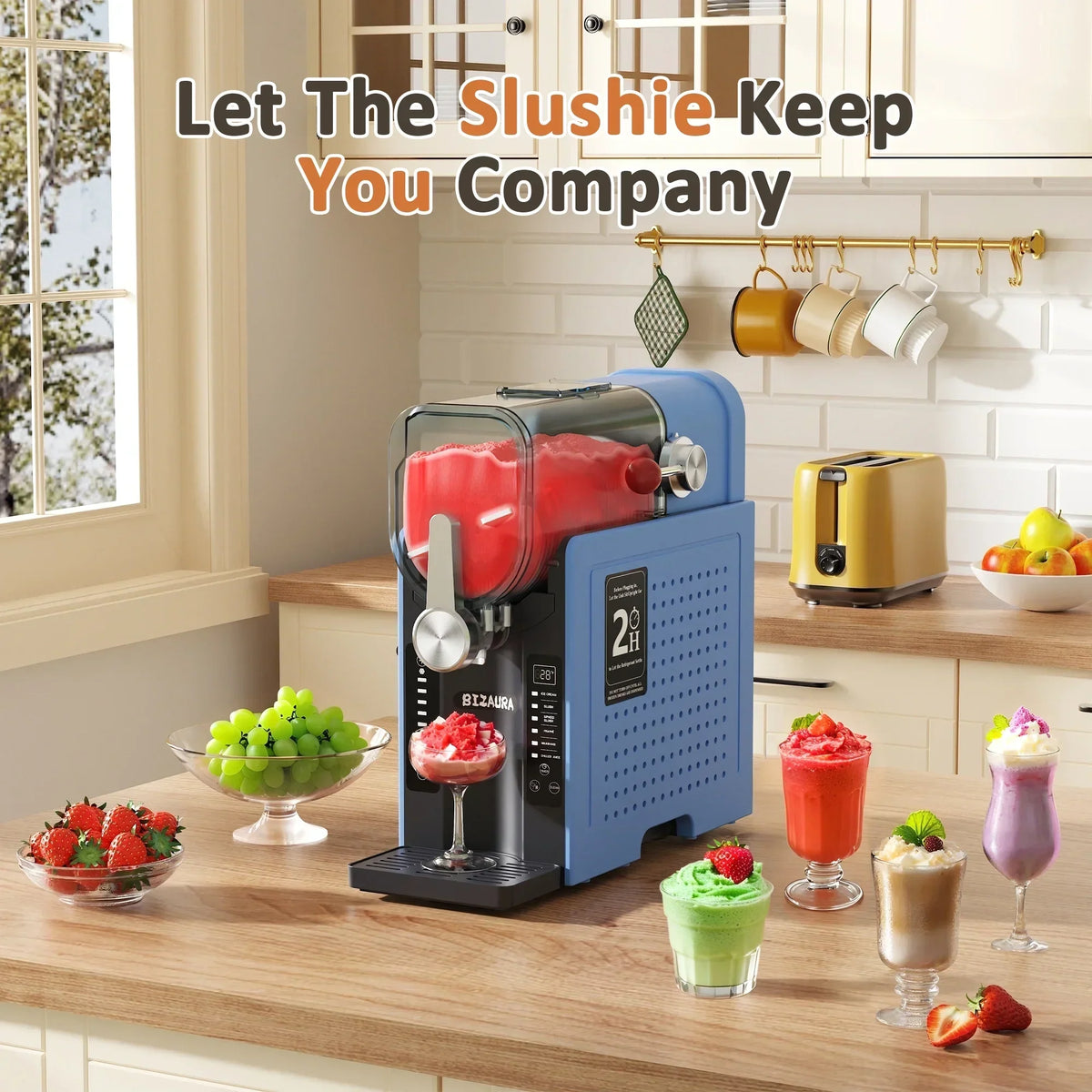 2026 NewBIZAURA Slushie Machine, Slushy Machine for Home No Ice Need, Professional Frozen Drink Maker, 6 Presets for Milkshakes, Frapp"s, Slush, Ice Cream