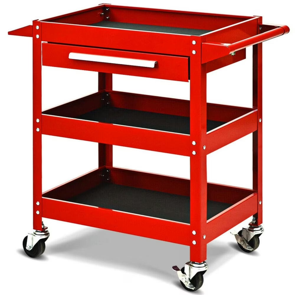 2026 New Spaco Rolling Tool Cart Mechanic Cabinet Storage ToolBox Organizer with Drawer-Black, Utility Cart on Wheels for Warehouse Garage Cleaning Office