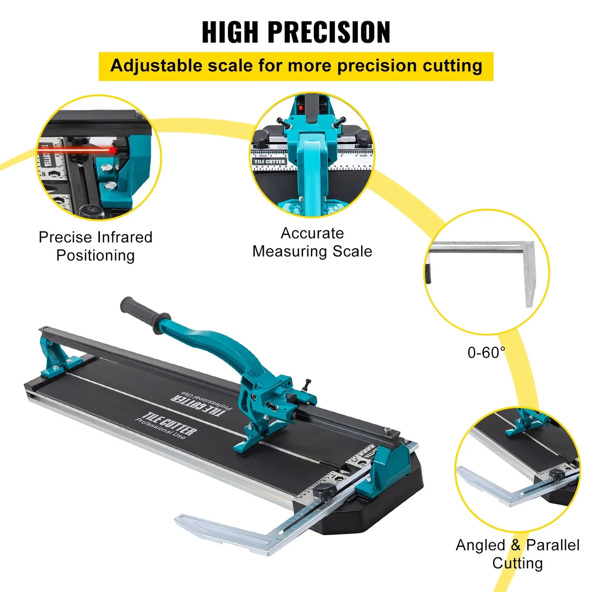 2026 NewVEVOR Tile Cutter 31 Inch,Manual Tile Cutter Single Rail with Precise Laser Positioning, Alloy Cutter Wheel with Ergonomic Handle, Accurate Rulers