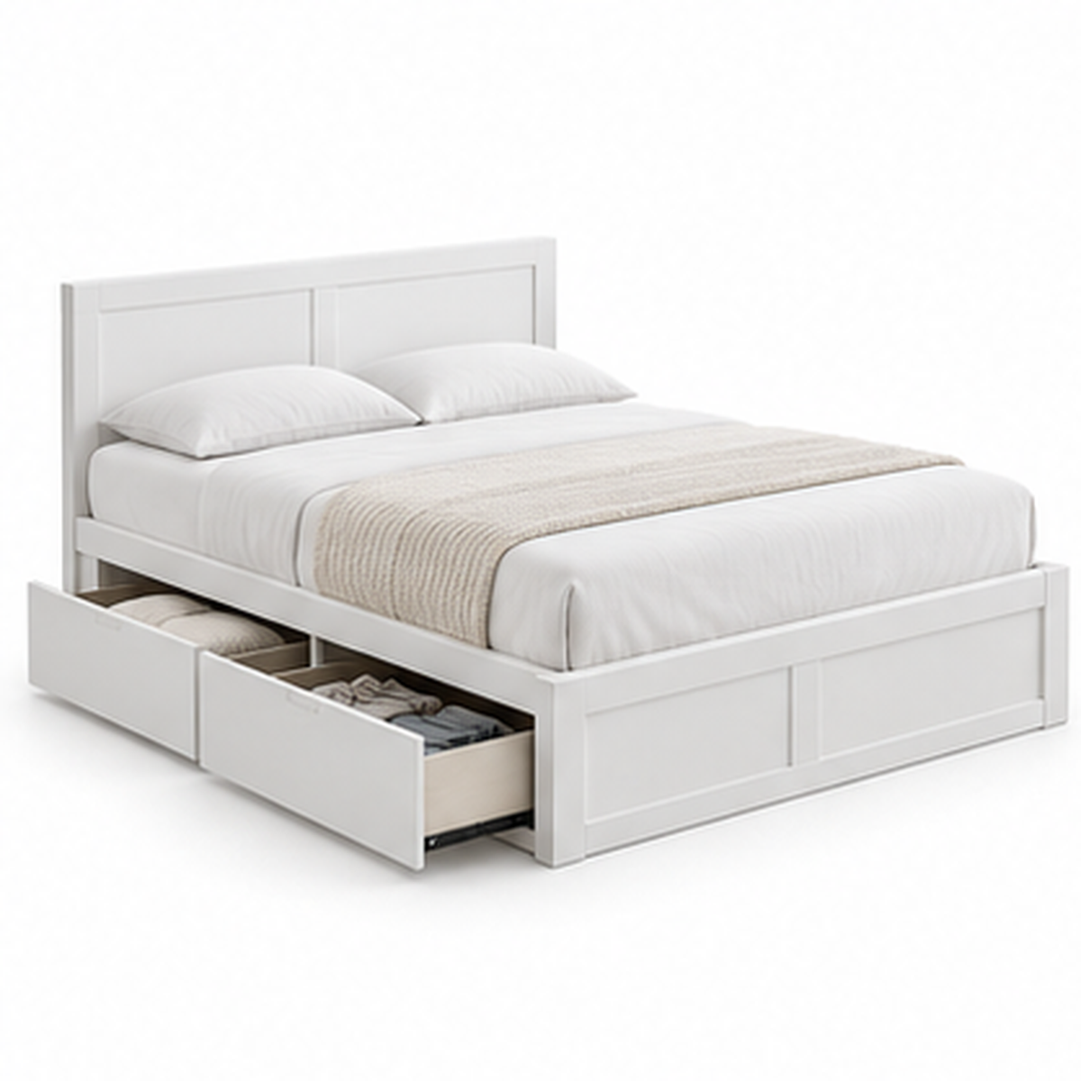 BRIMNES Bed frame with storage - white Queen