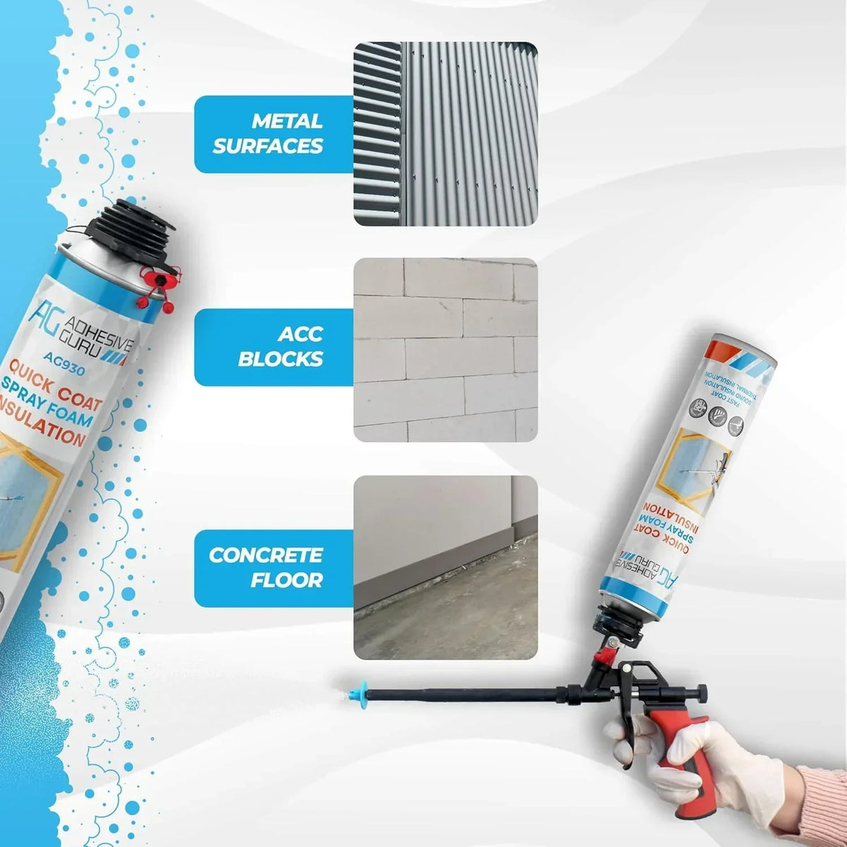 2026 NewAdhesive Guru Spray Foam Insulation Kit (18 x 32.80 oz/930 gr - 360 Board feet), Self-Expanding Adhesive Foam, Closed Cell Heat Insulation & Acustic Spray with Cleaner and Dispensing Gun- 18 Pack