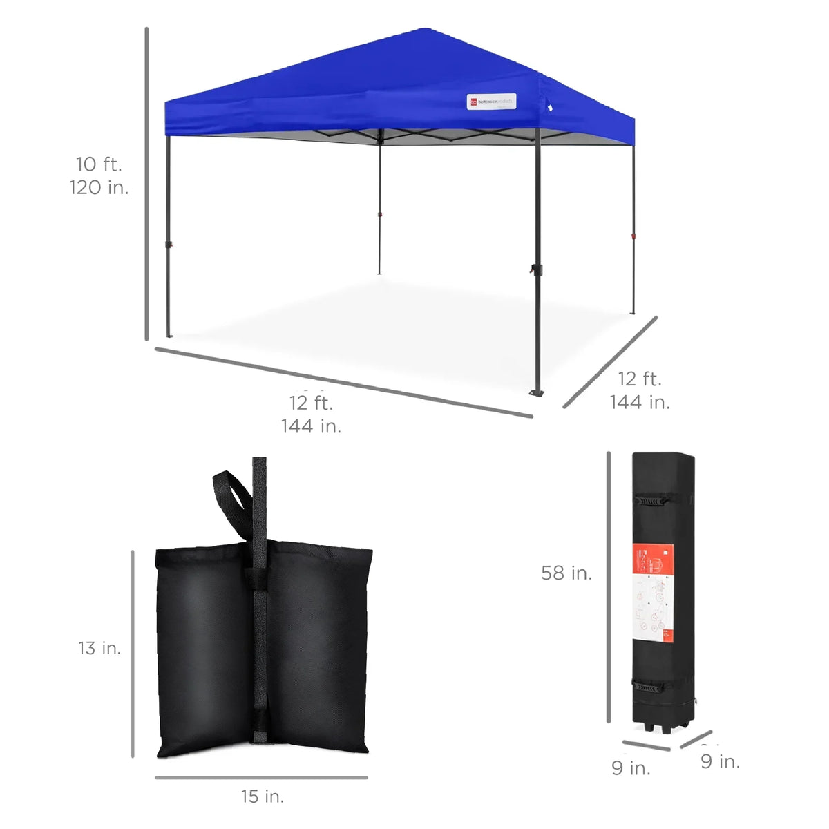 2026 NewBest Choice Products 12x12ft Easy Setup Pop Up Canopy w/ 1-Button Setup, Wheeled Case, 4 Weight Bags - Navy Blue