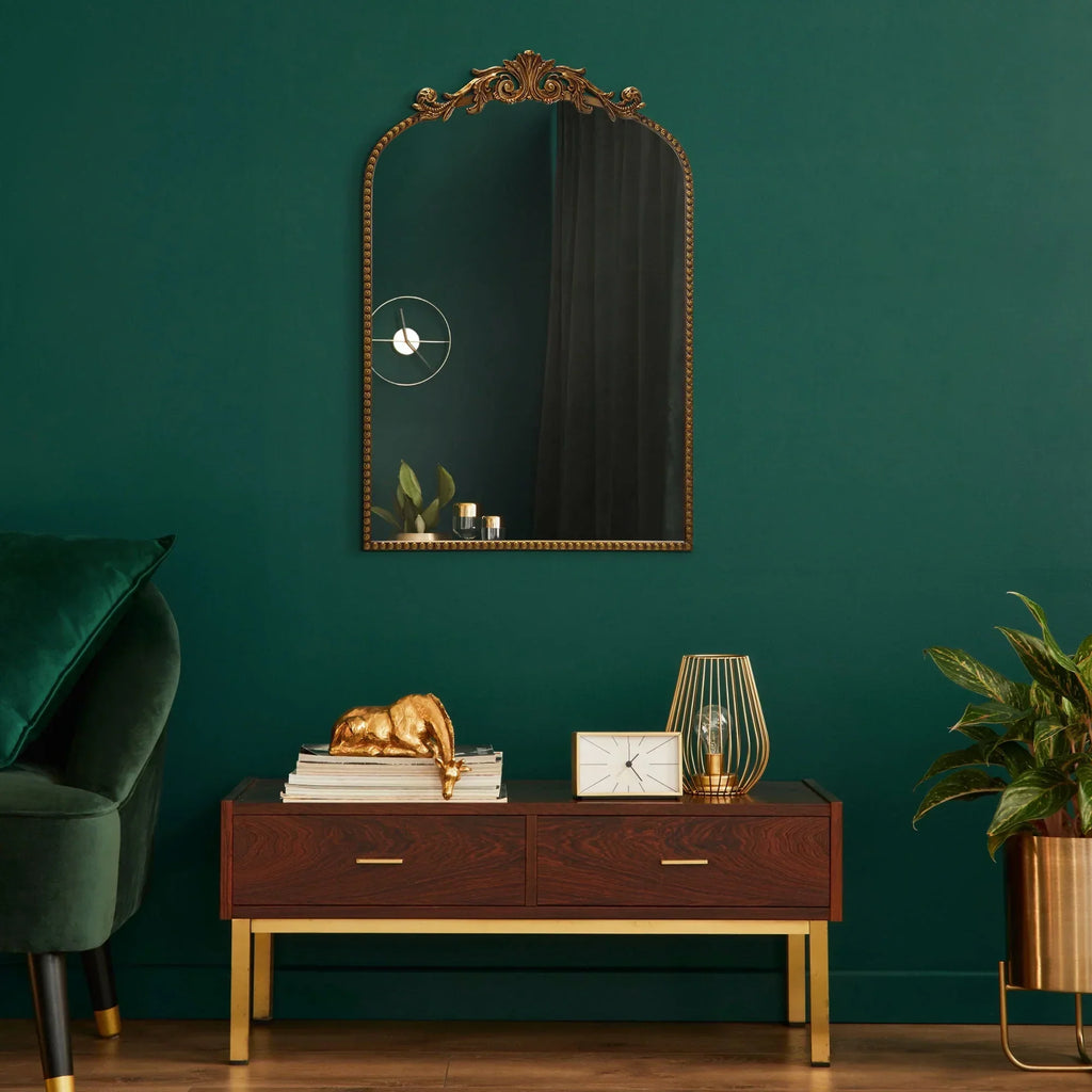 2026 NewBetter Homes & Gardens 20" x 30" Arch Metal Wall Mirror Décor in Gold