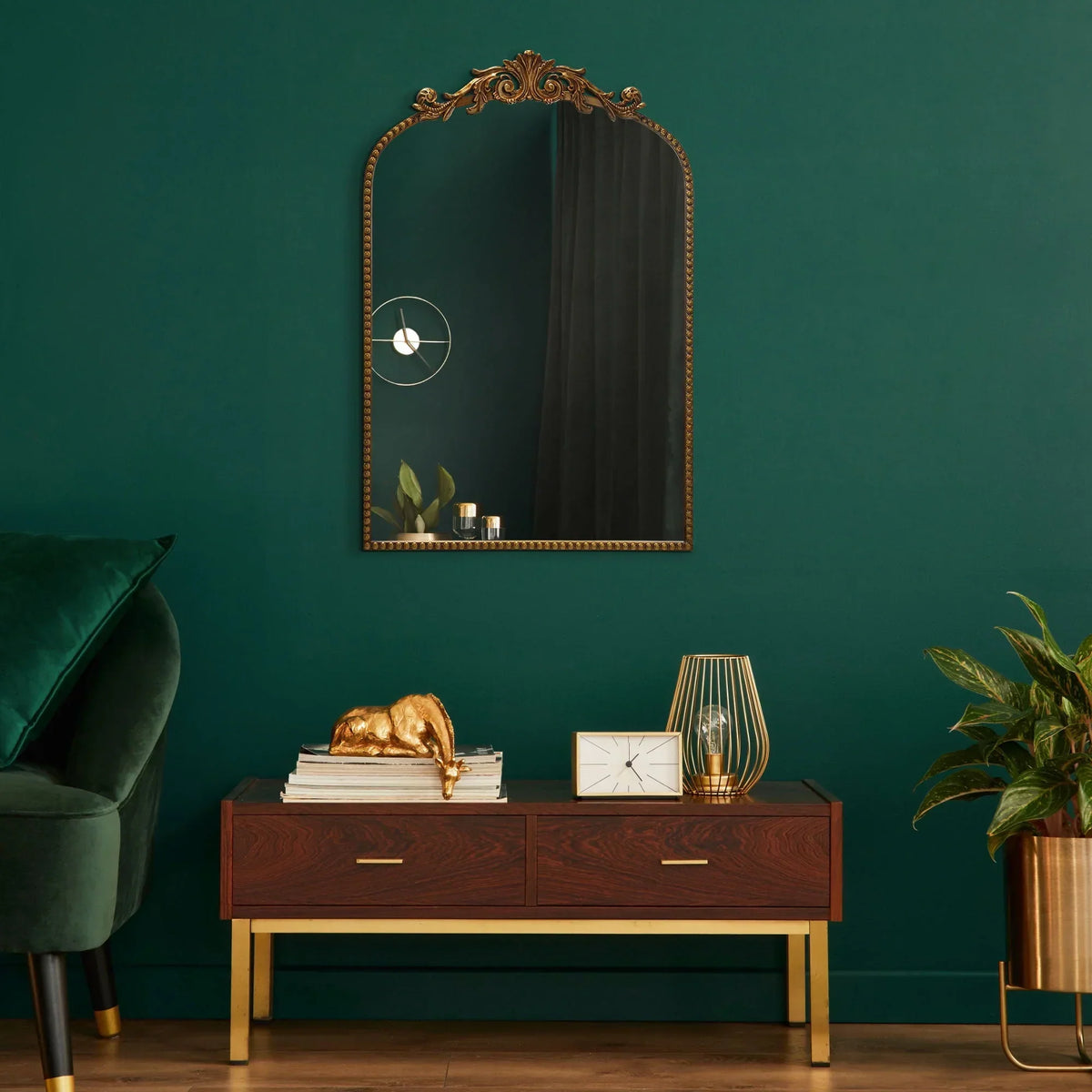 2026 NewBetter Homes & Gardens 20" x 30" Arch Metal Wall Mirror Décor in Gold