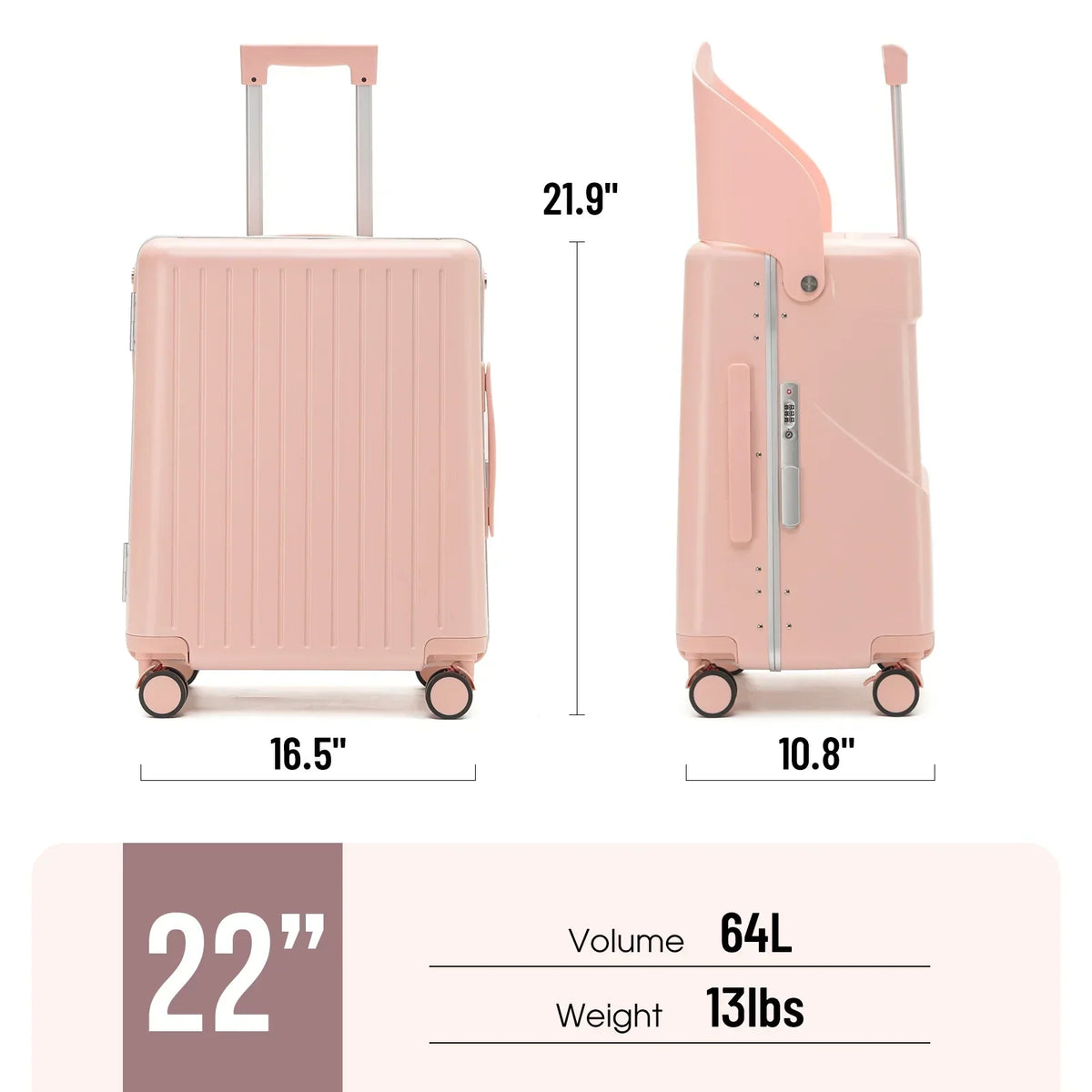 2026 New22 Inch TSA Lock Luggage with for Kids& Adult,Check in Lockable Spinner Wheels Free Luggage Cover and Safety Seatbelt Travel Suitcase