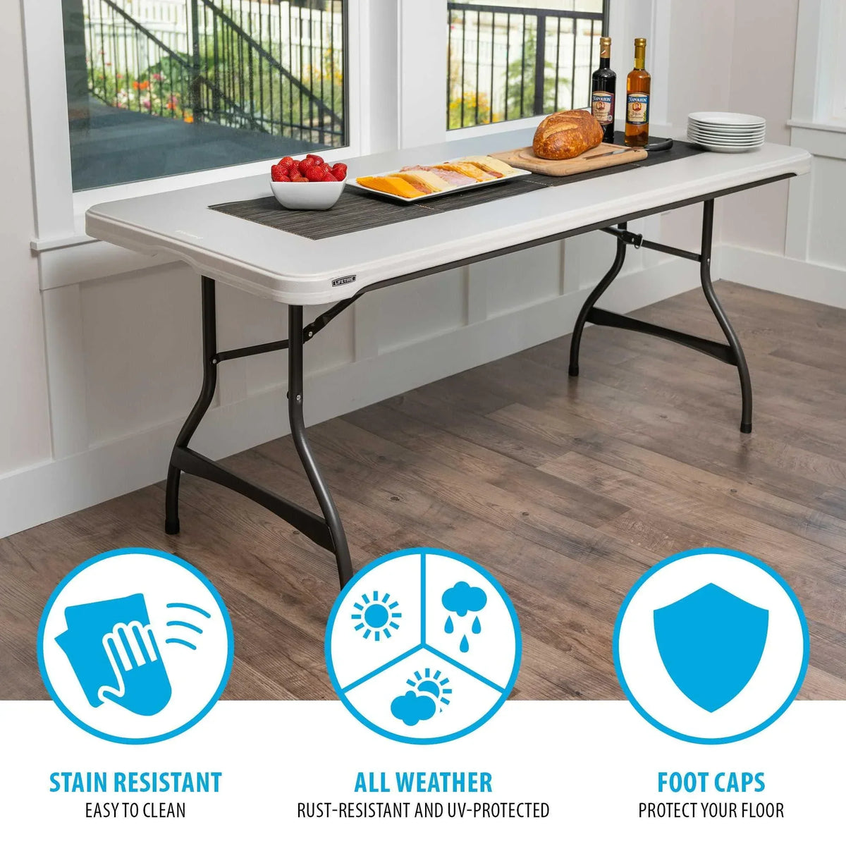 Lifetime 6 Foot Rectangle Folding Table, Indoor/Outdoor Commercial Grade, Black (280350)