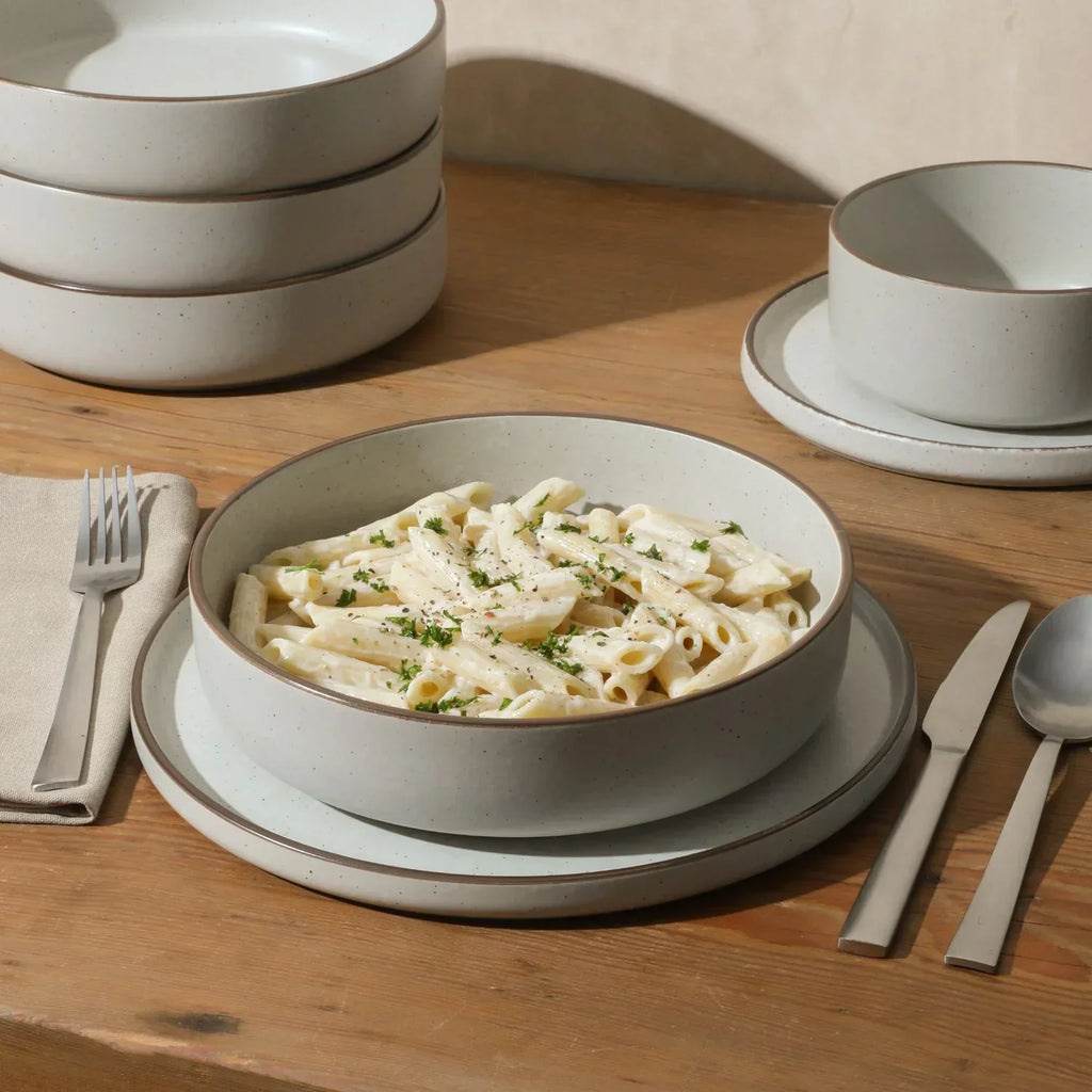 2026 NewGibson Elite Gelston Stoneware Matte Reactive Glaze 16 Piece (Service for 4) Plates and Bowl Dinnerware Set - Grey