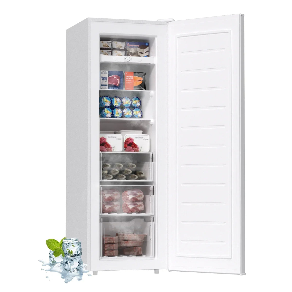 2026 NewBANGSON Upright Freezer, 7.0 Cu.ft Freestanding Freezer, Convertible Upright Freezer/Refrigerator, Single Door for Kitchen, Office, Apartment, Silver