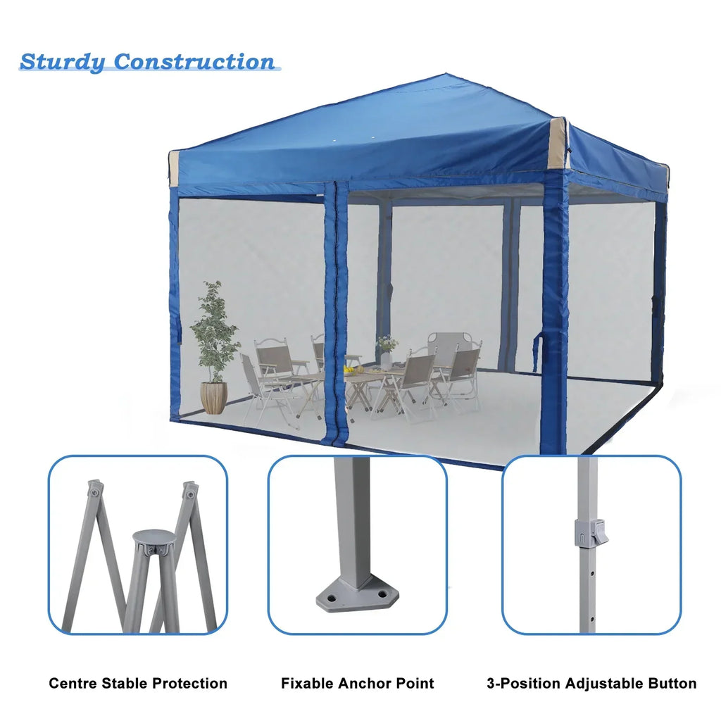 2026 NewAoodor 12'x12' Pop Up Canopy with Removable Mesh Sidewalls, Outdoor Portable Instant Shelter Tent-Black