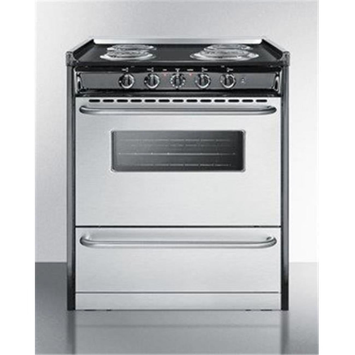 2026 New30 in. Slide-In Electric Range with Stainless Steel Doors & Black Porcelain Top, Replaces TEM230R