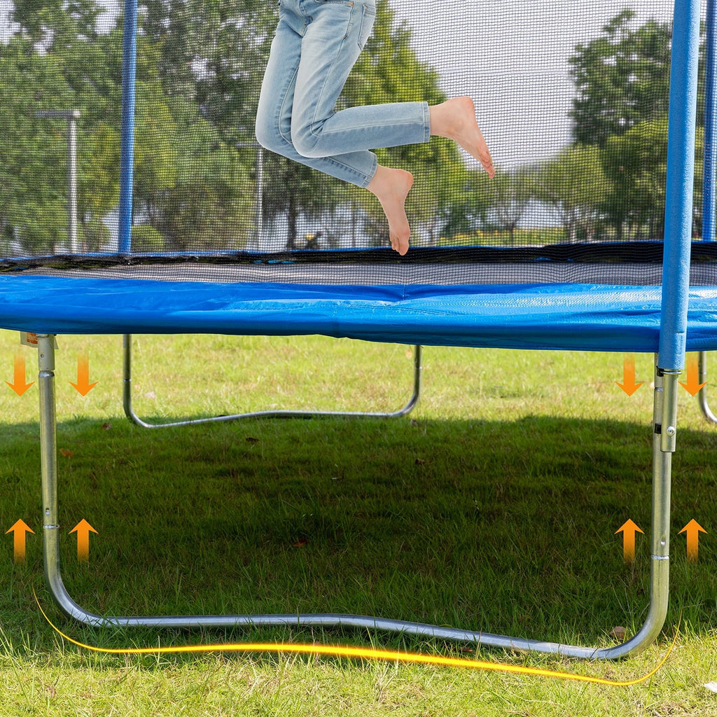 2026 New14FT Outdoor Trampoline with Safety Enclosure, Steel Tube Frame, Ladder & Secure Net - Heavy Duty, Blue