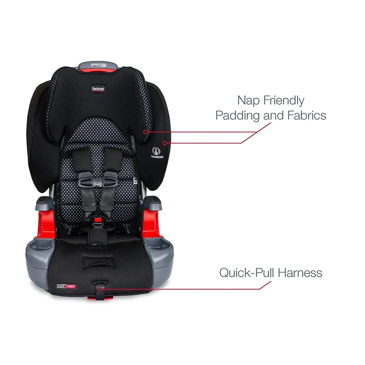 2026 NewBritax Grow With You ClickTight Harness-2-Booster Car Seat. 2-in-1 High Back Booster. Cool Flow Grey