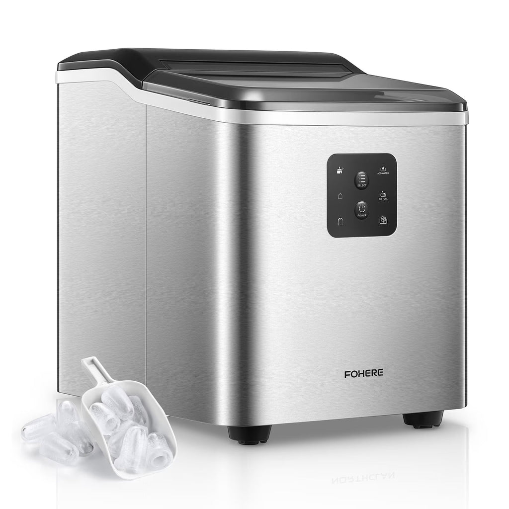2026 NewFOHERE Ice Maker Countertop 2 Sizes, 28lbs in 24h, 9 Bullet Ice in 6M, Selfclean, Stainless Steel