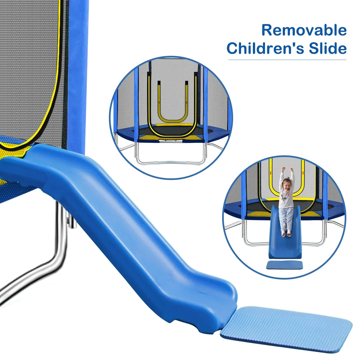 2026 New7FT Trampoline for Kids,Outdoor Recreational Trampoline with Safety Enclosure Net,Blue