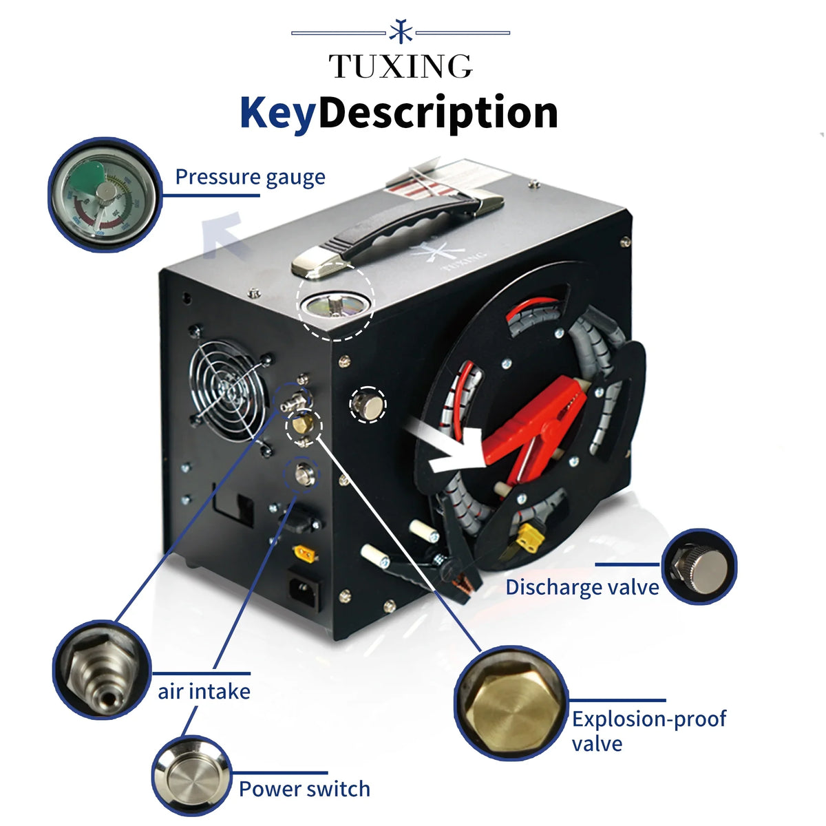 2026 NewTUDIVING PCP Air Compressor, Built in Converter, 4500psi/300bar Pcp Compressor Auto stop