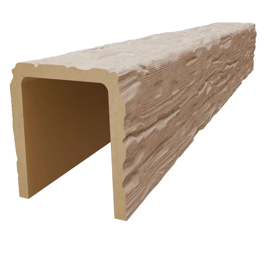 2026 NewEkena Millwork 3 1/2"W x 3 1/2"H x 120"L 3-Sided (U-Beam) Salvaged Timber HeritageTimber Faux Wood Ceiling Beam, Kona Brown