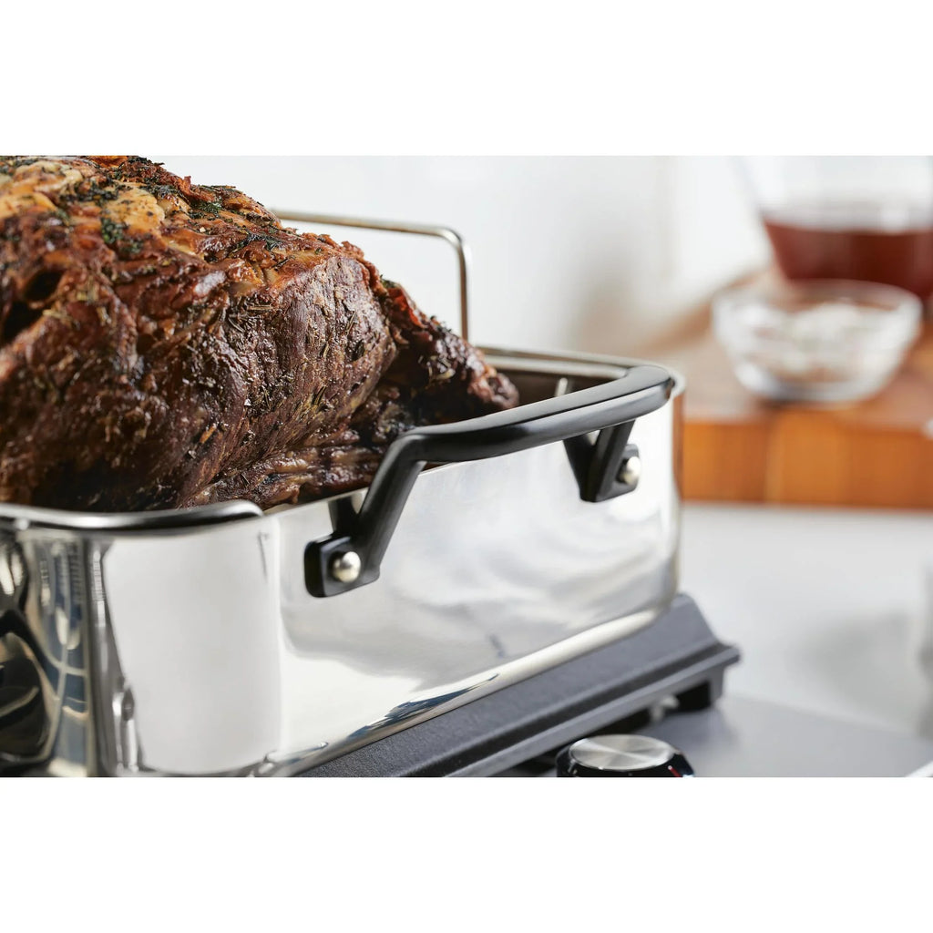 2026 New KitchenAid 5-Ply Clad 15x11.5 Inch Stainless Steel Roaster with Removable Rack, Induction Compatible, Metal Utensil, Broiler and Oven Safe to 500-F