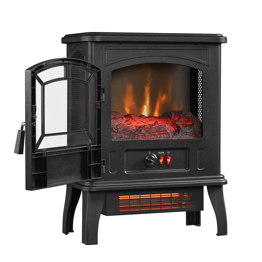 2026 NewClassicFlame 17.5"W Infrared Quartz Electric Stove Heater, Insignia Blue